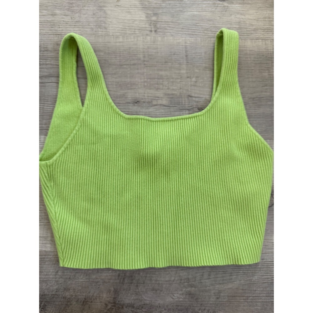 House of Harlow 1960 Lime Green Ribbed Knit Crop Tank – Size Medium